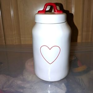 Rae Dunn medium red heart Valentines day canister. Farmhouse/ vintage decor